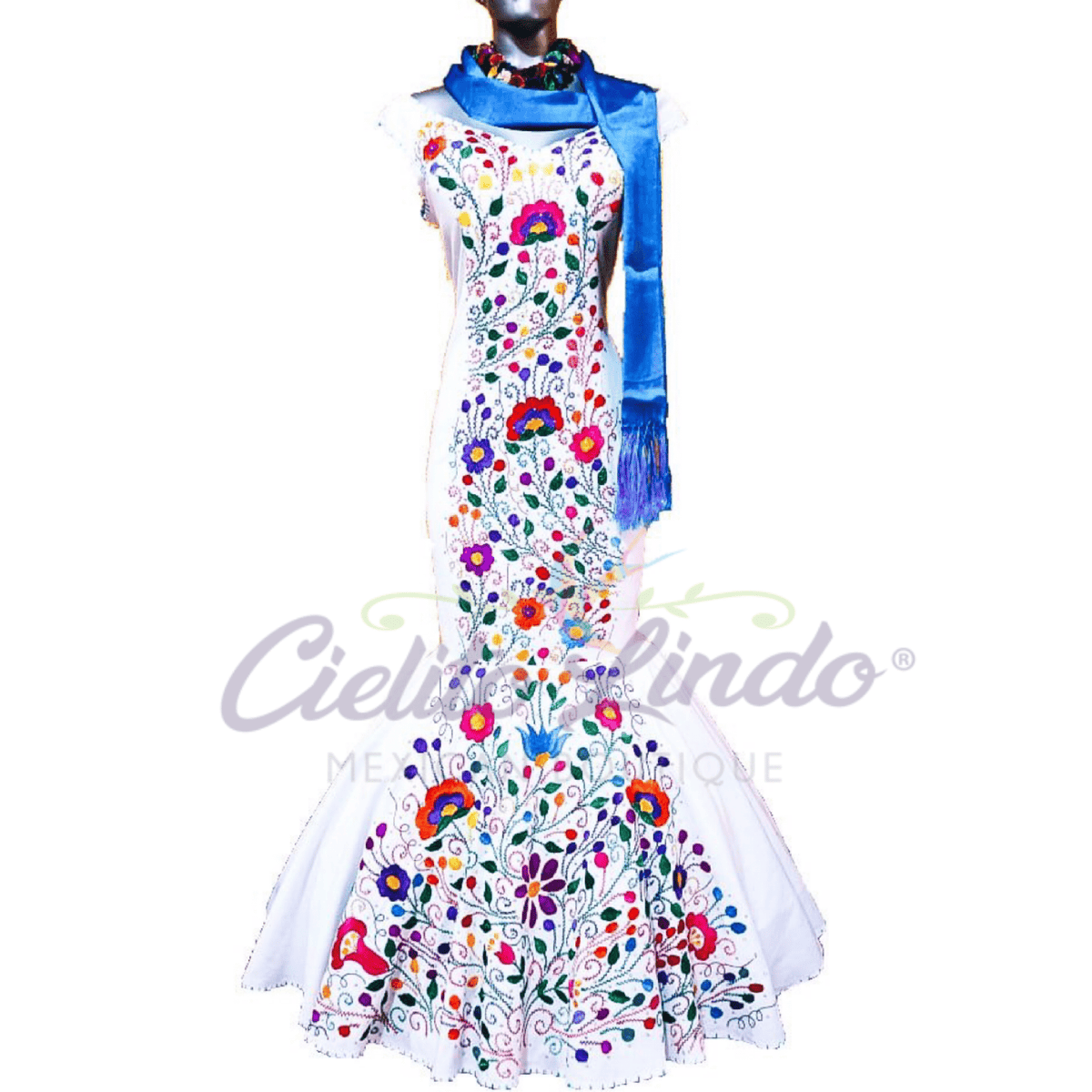Paloma Blanca Hand-Embroidered Mexican Formal Dress — Made to Order