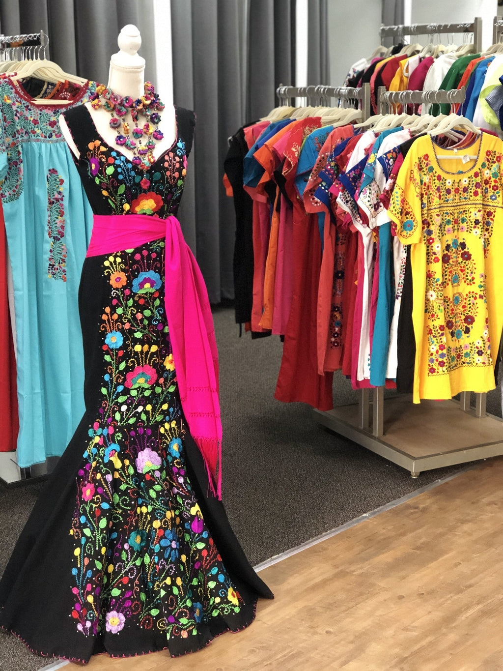 Paloma Negra Hand-Embroidered Mexican Formal Dress — Made to Order