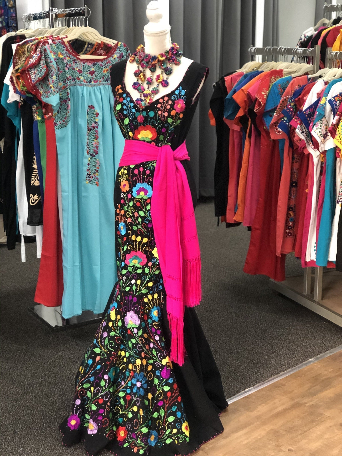 Paloma Negra Hand-Embroidered Mexican Formal Dress — Made to Order