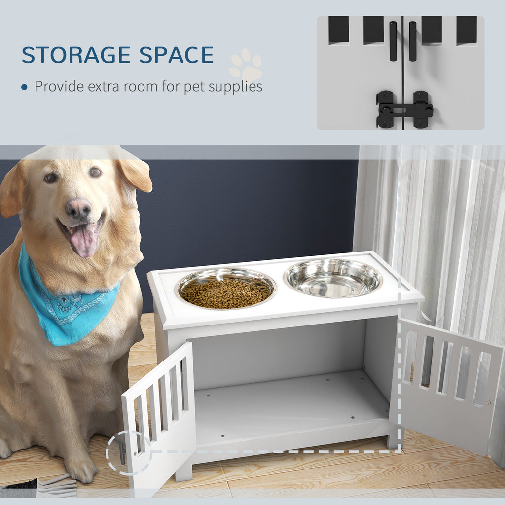 PawHut Large Elevated Dog Bowls with Storage Cabinet