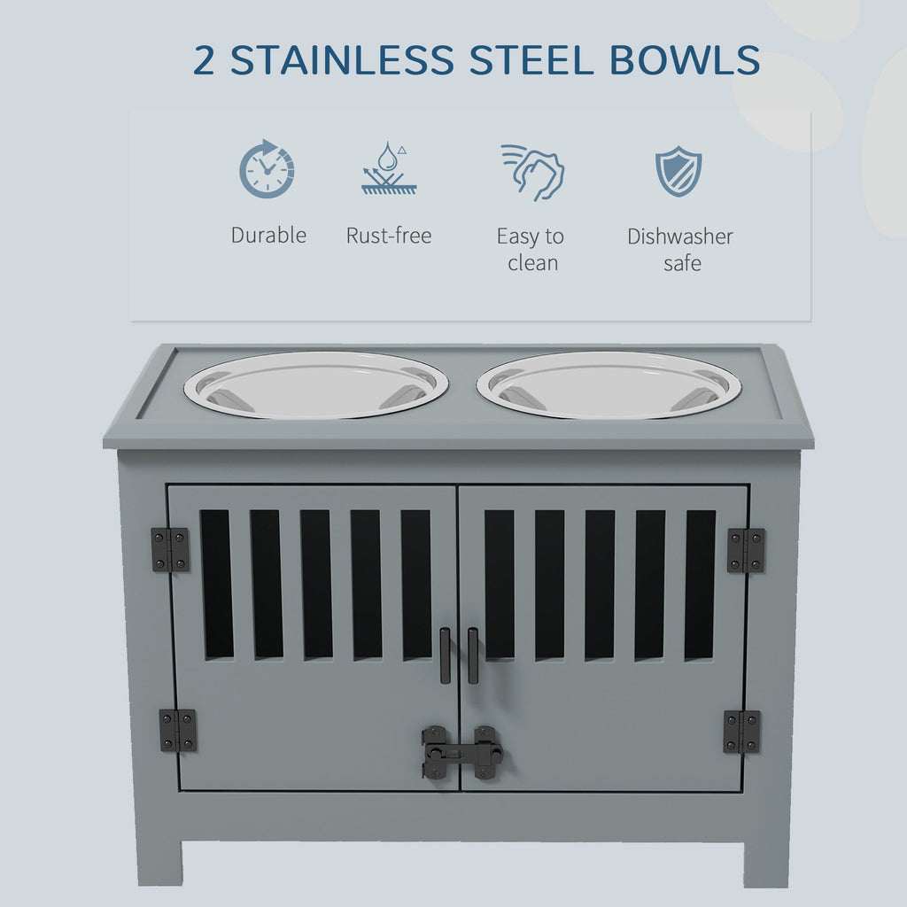 PawHut Large Elevated Dog Bowls with Storage Cabinet