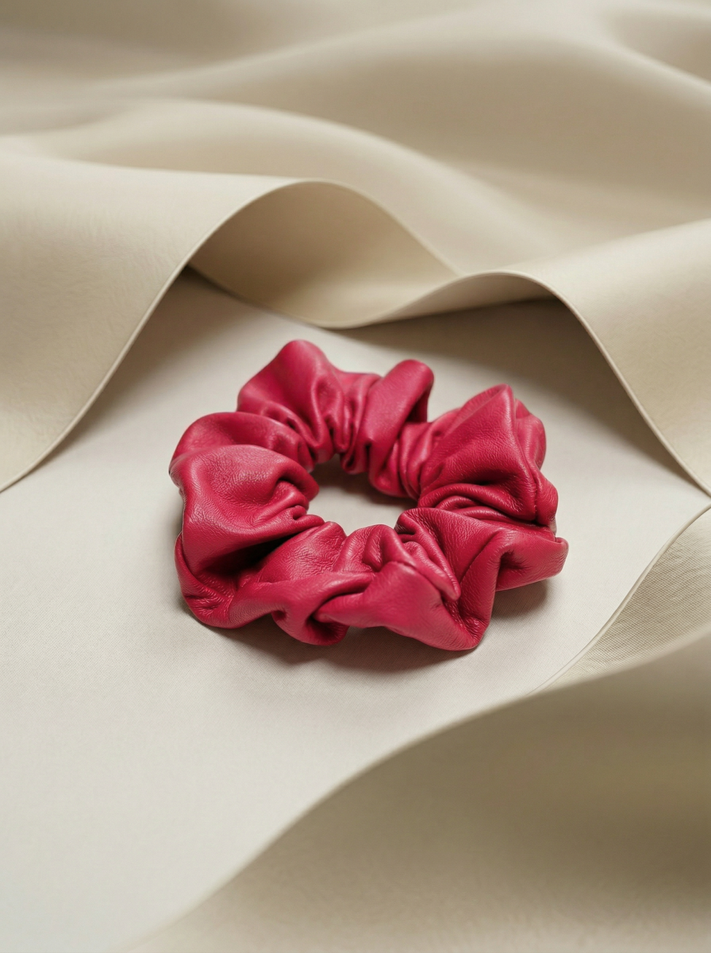 Pink Genuine Leather Scrunchie
