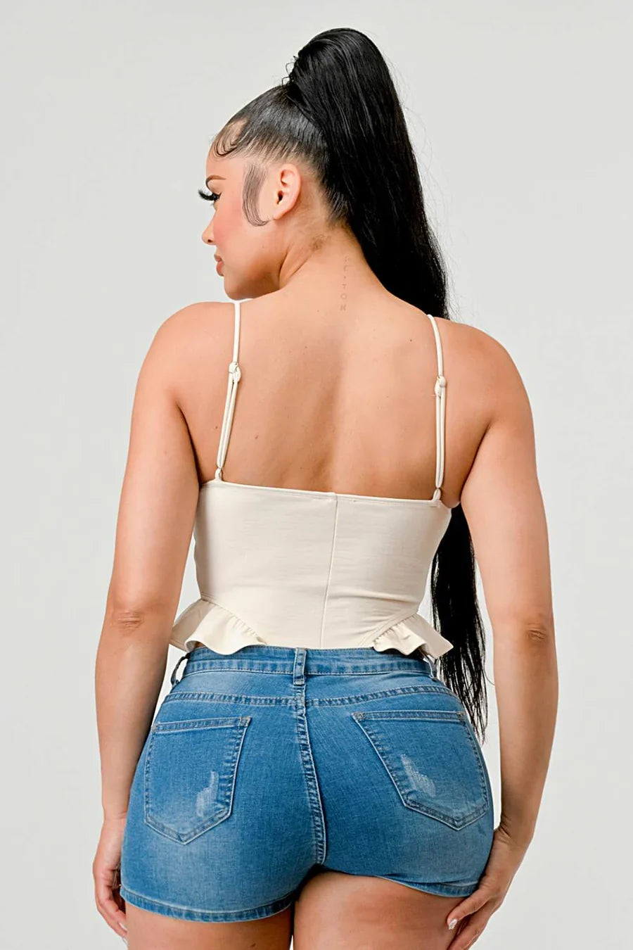 SUPER SOFT SCUBA SIDE FRILLED CAMI BODYSUIT