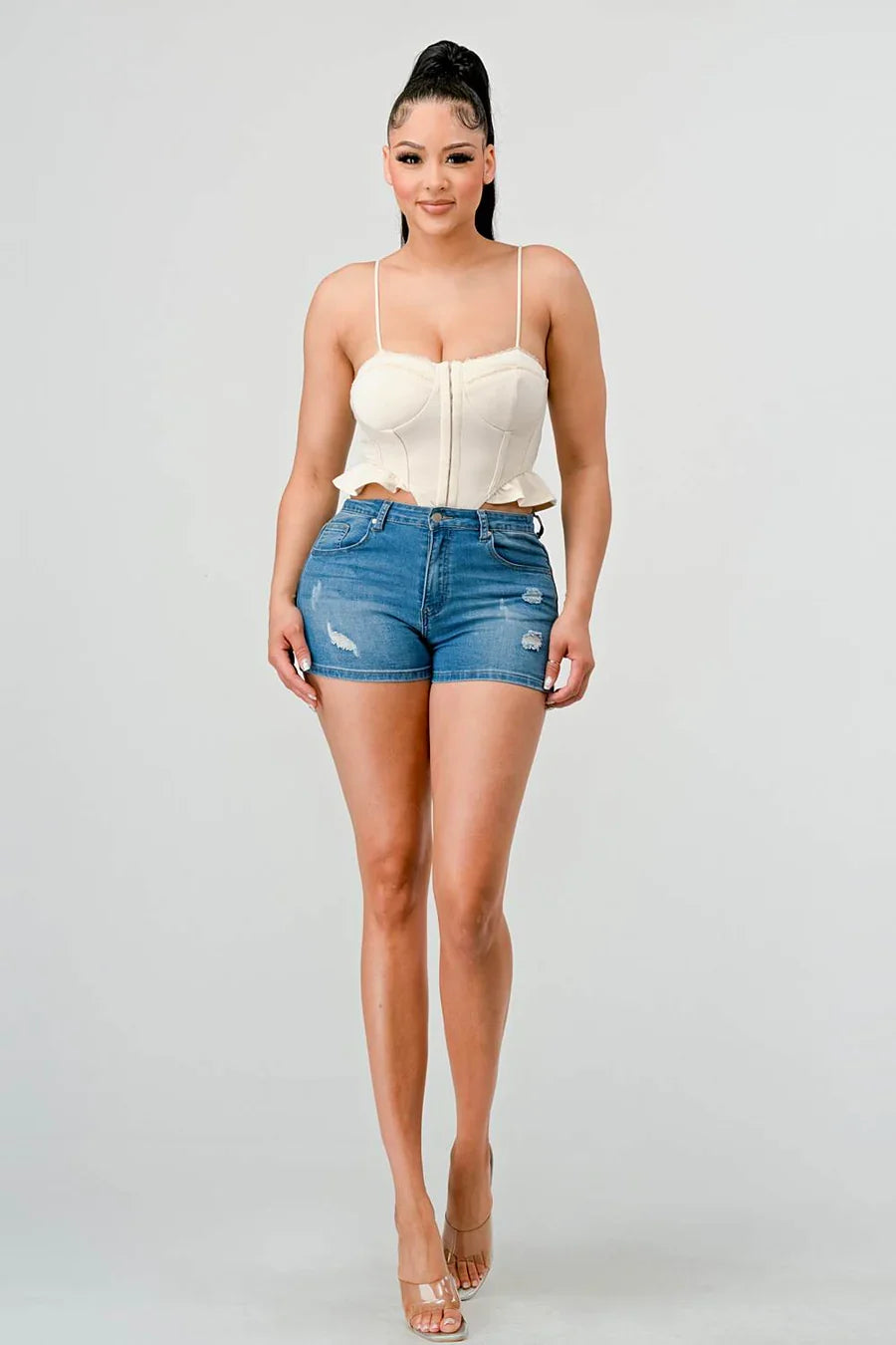 SUPER SOFT SCUBA SIDE FRILLED CAMI BODYSUIT