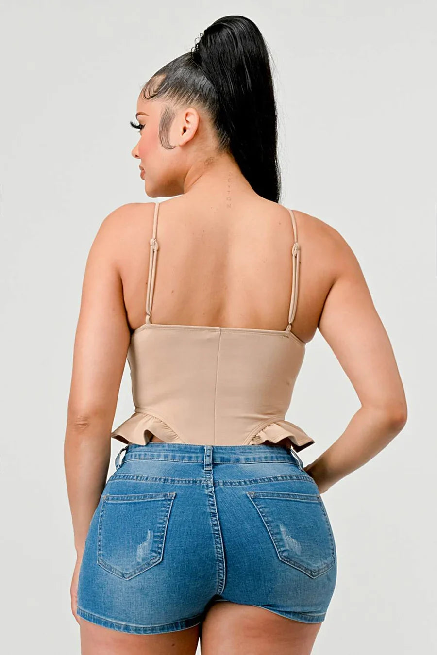 SUPER SOFT SCUBA SIDE FRILLED CAMI BODYSUIT