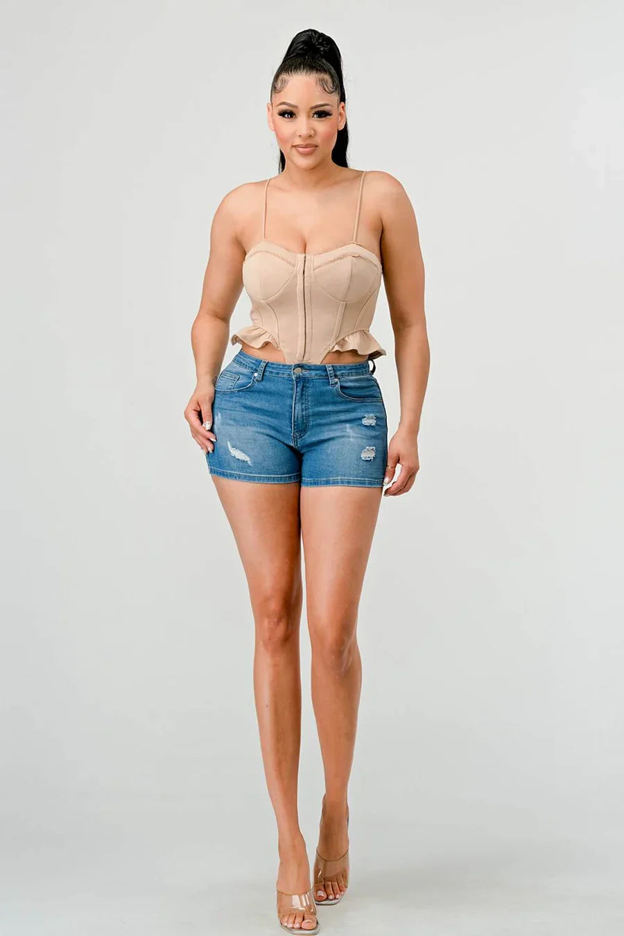 SUPER SOFT SCUBA SIDE FRILLED CAMI BODYSUIT