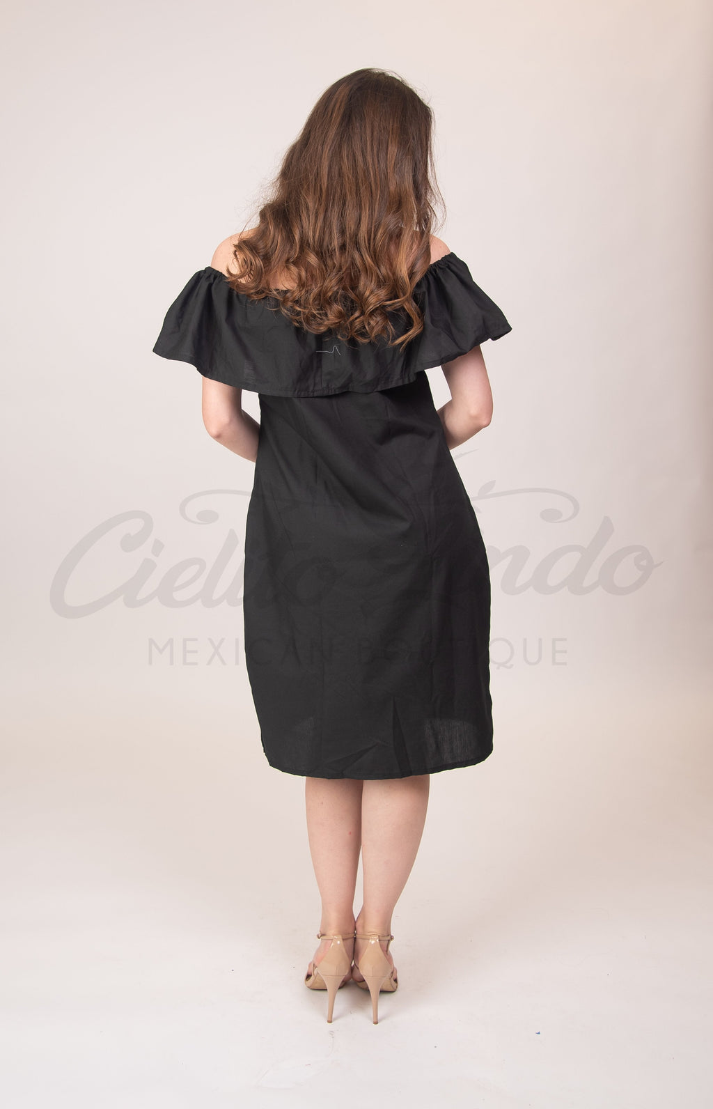 Puebla Off-Shoulder Dress Black