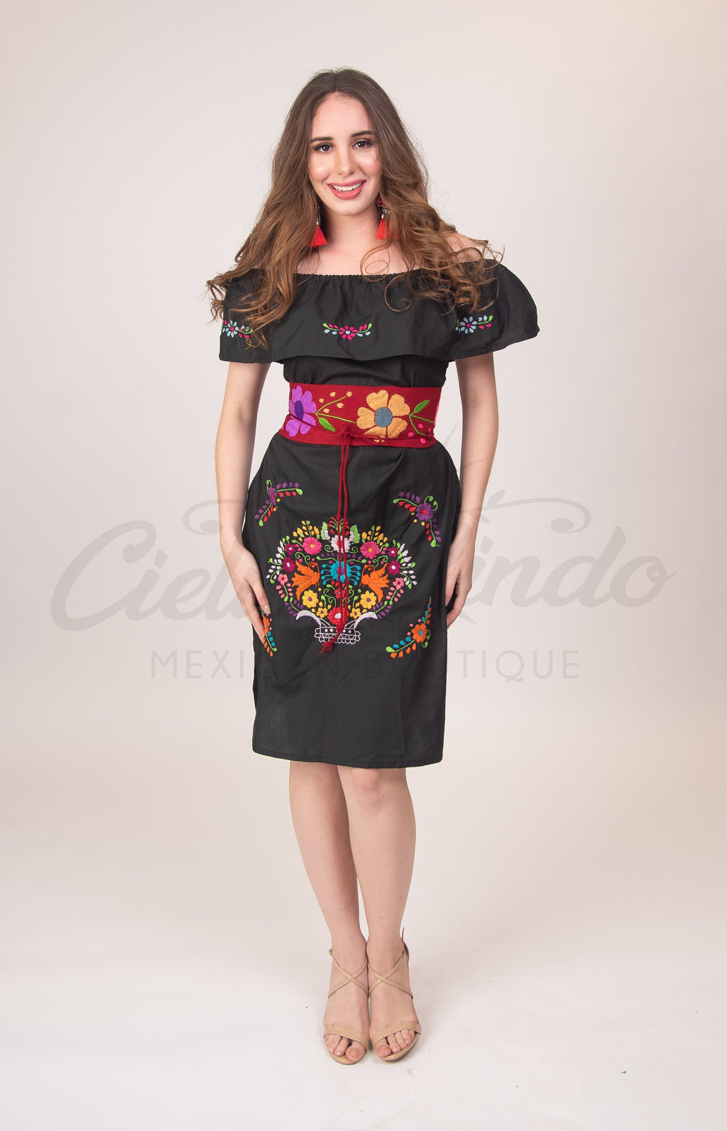 Puebla Off-Shoulder Dress Black