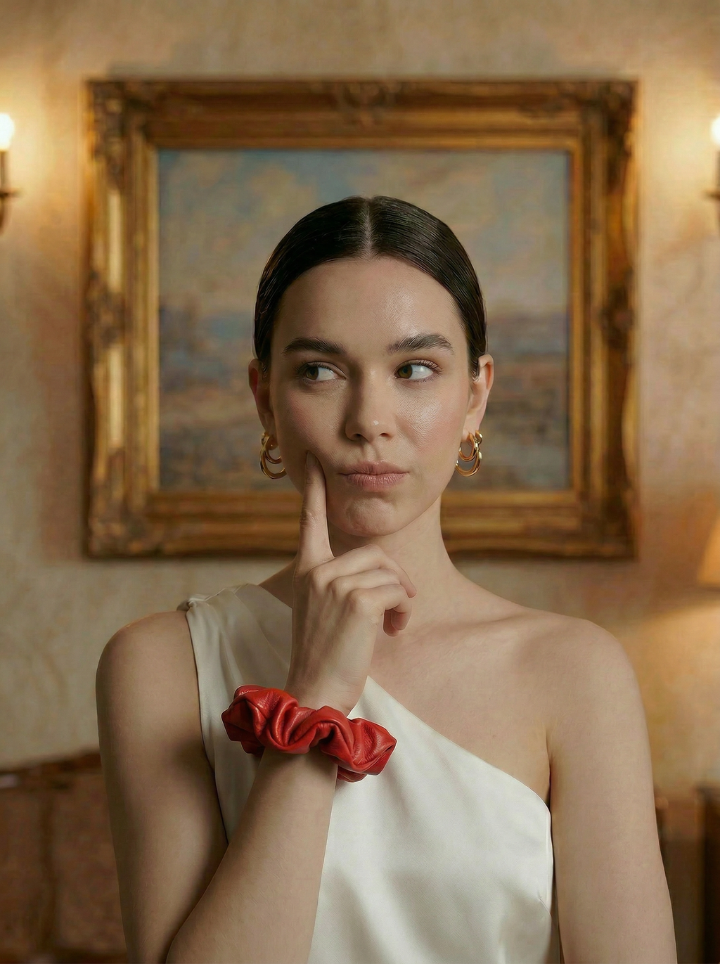 Red Genuine Leather Scrunchie