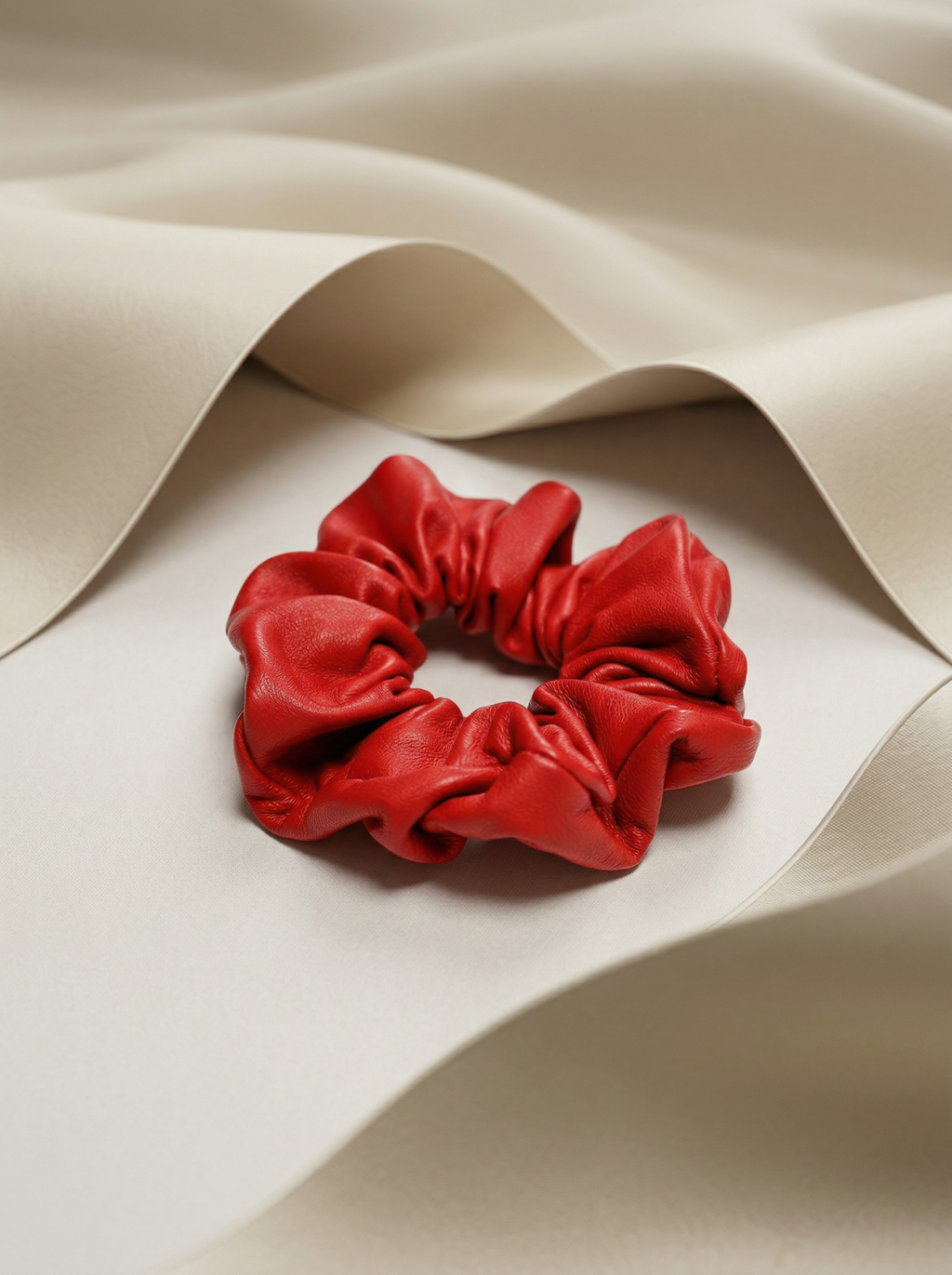 Red Genuine Leather Scrunchie