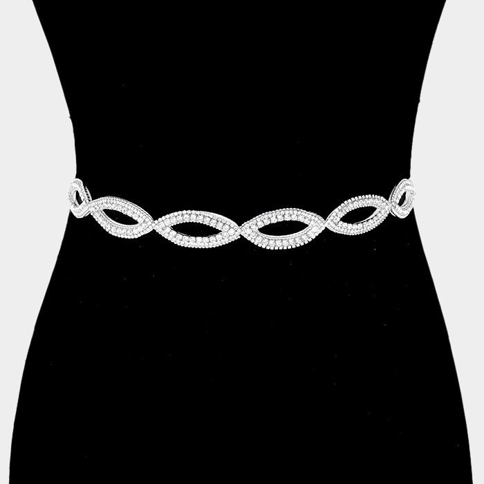 Rhinestone Sash Ribbon Bridal Wedding Belt Headband