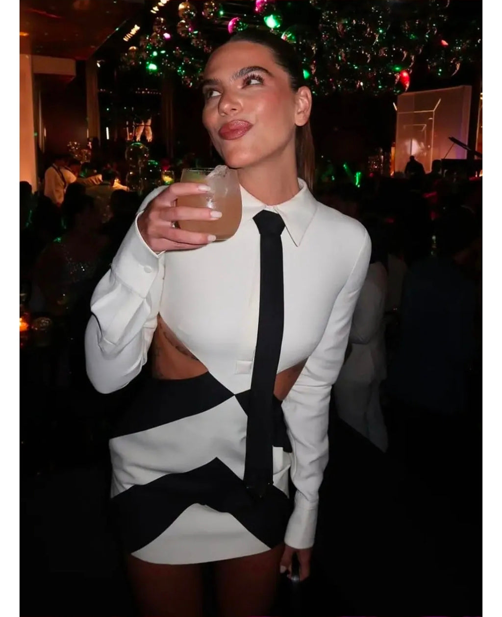 White Tie-Detail Bodycon Mini Dress