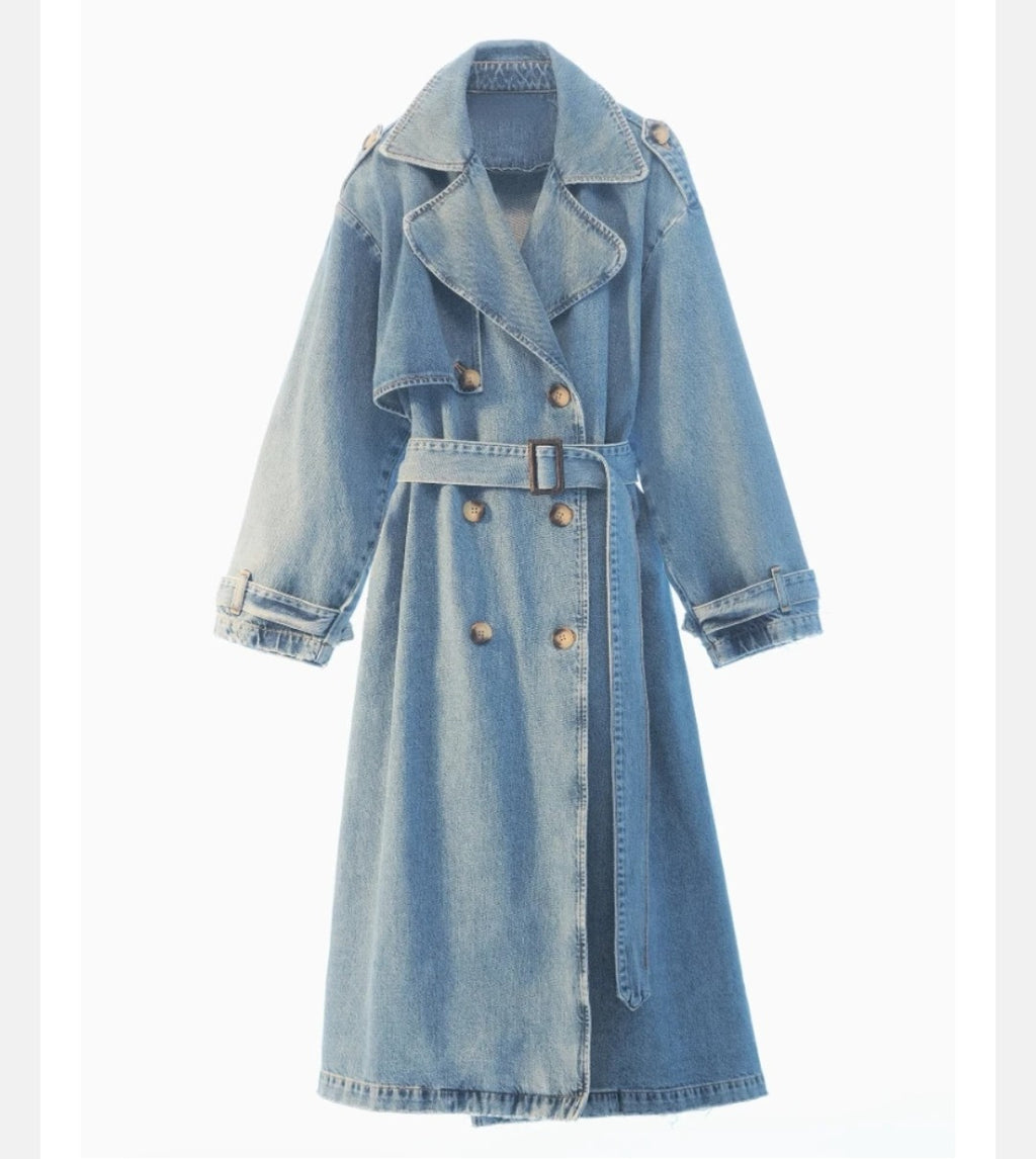 Long Denim Trench Coats