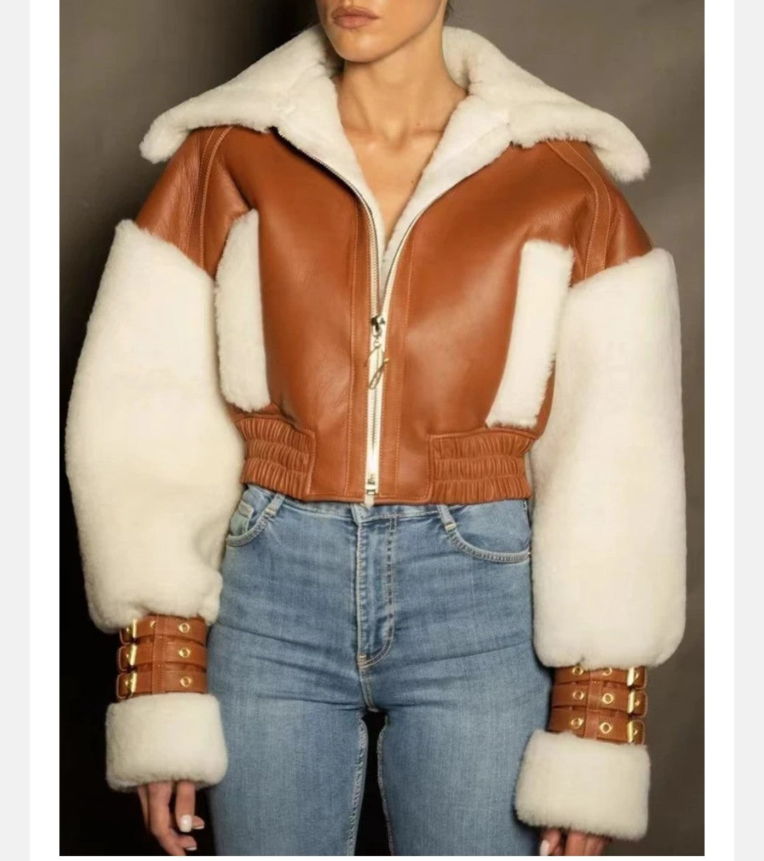 Casual Leather Jackets For Women Hooded Long Sleeve Spliced Zipper Short Jacket Female Style