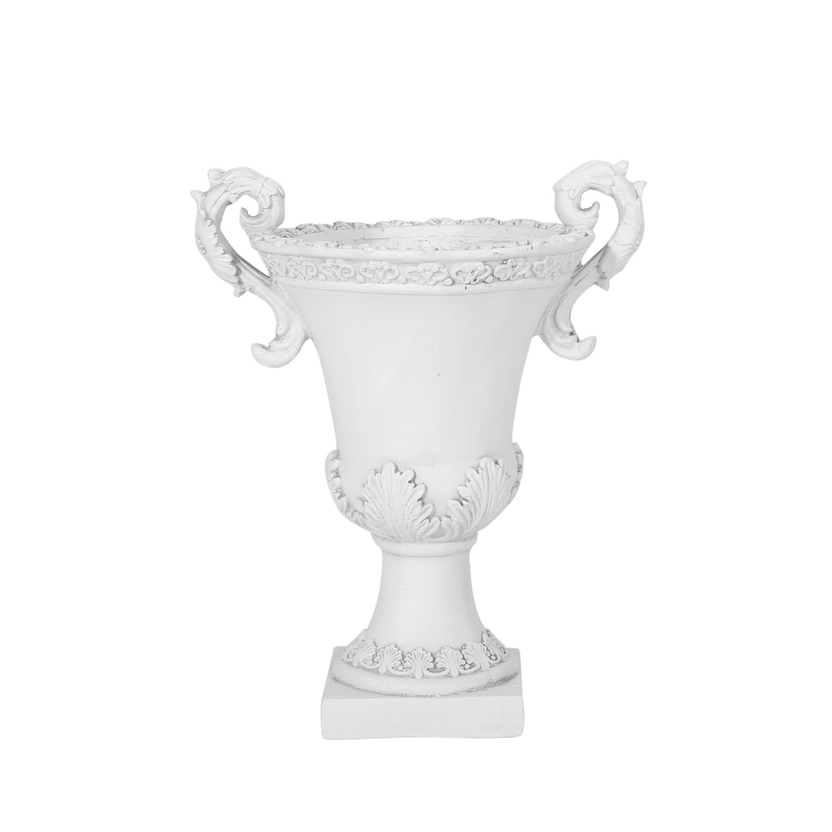 Roman Style MGO Garden Urn Planter with Drainage Hole – Antique White