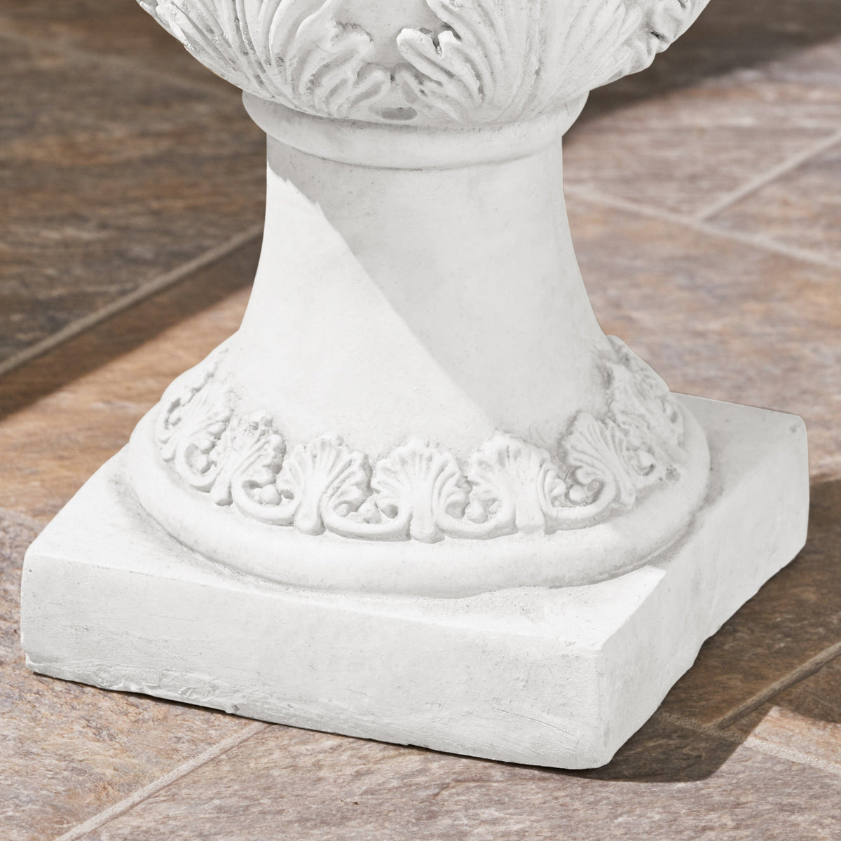 Roman Style MGO Garden Urn Planter with Drainage Hole – Antique White