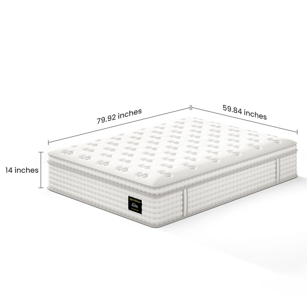 14" Hybrid Mattress with Memory Foam & Pocket Springs - White