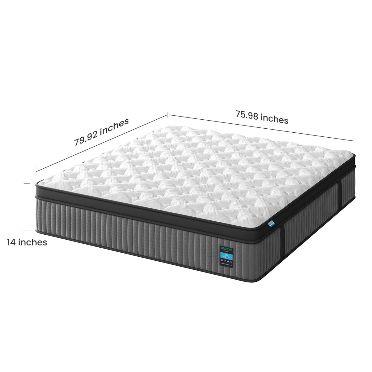 14" King Hybrid Mattress with Memory Foam & Pocket Springs - Grey & White