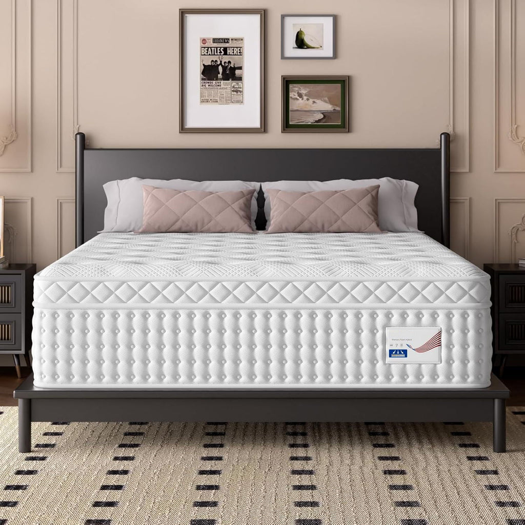 14" King Hybrid Mattress with Memory Foam & Pocket Springs - White