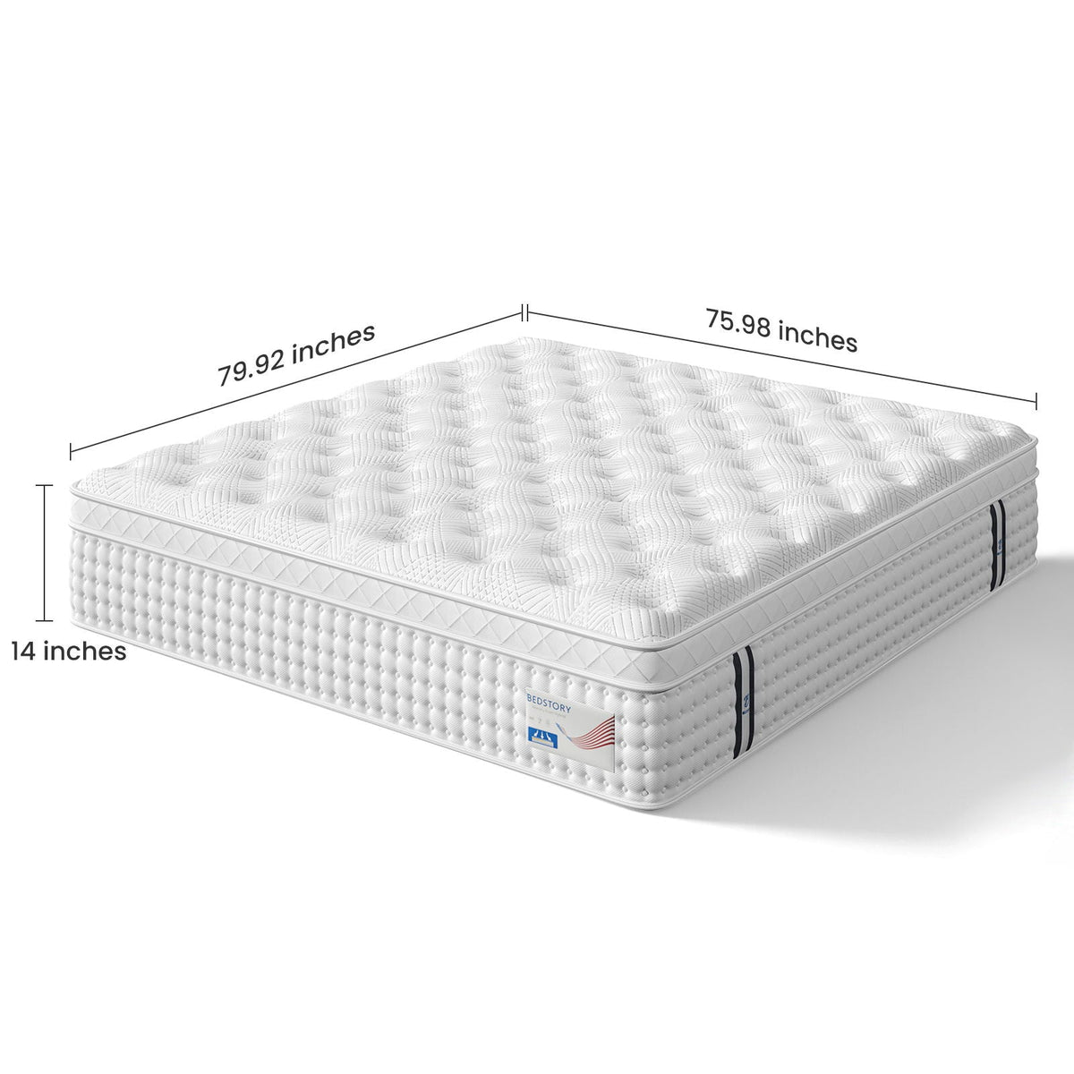 14" King Hybrid Mattress with Memory Foam & Pocket Springs - White