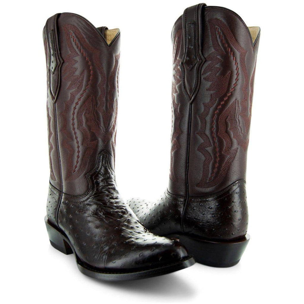 Men's  Brown Ostrich Print Cowboy Boots (H7002)