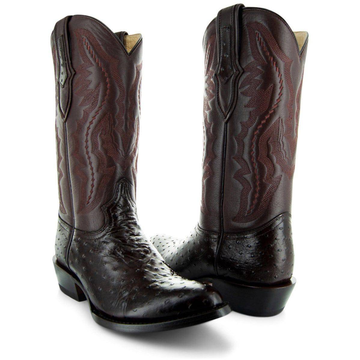 Men's  Brown Ostrich Print Cowboy Boots (H7002)