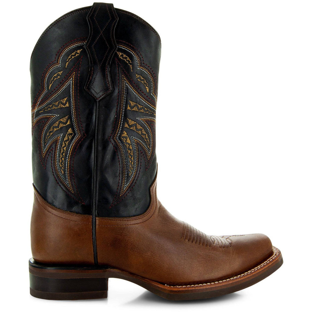Miel Square Toe Leather Cowboy Boots H4002