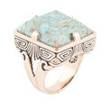 Square Statement Blue Turquoise Golden Ring