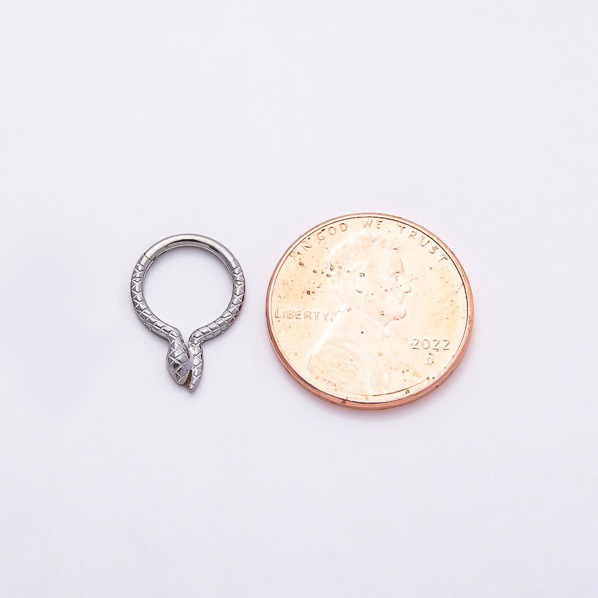 Titanium 10.5mm Textured Snake Single Septum Cartilage Piercing Clicker in Gold & Silver | BJ-00049 BJ-00050
