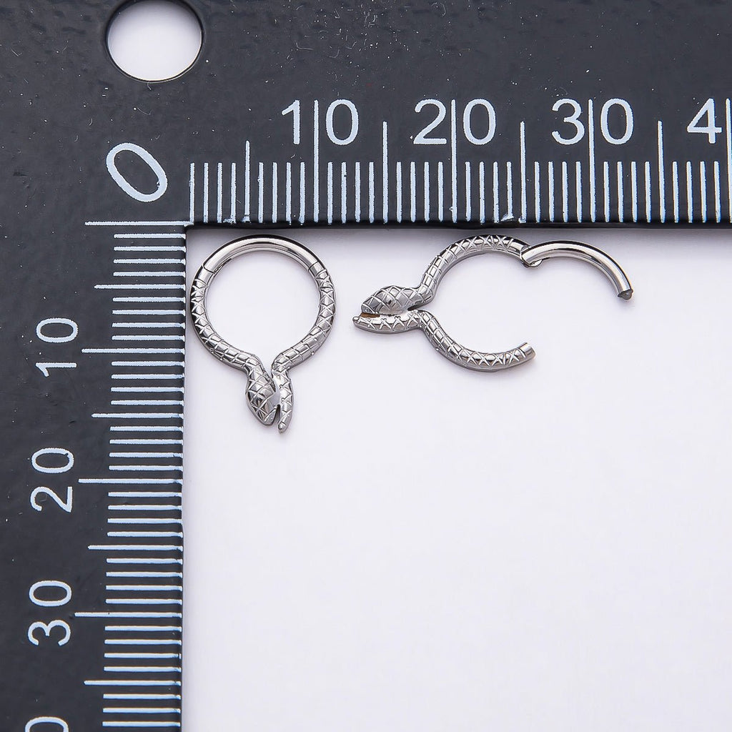 Titanium 10.5mm Textured Snake Single Septum Cartilage Piercing Clicker in Gold & Silver | BJ-00049 BJ-00050