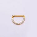 Titanium 10mm Micro Paved CZ D-Shaped Bar Septum Cartilage Piercing Clicker in Gold & Silver | BJ-00015 BJ-00016