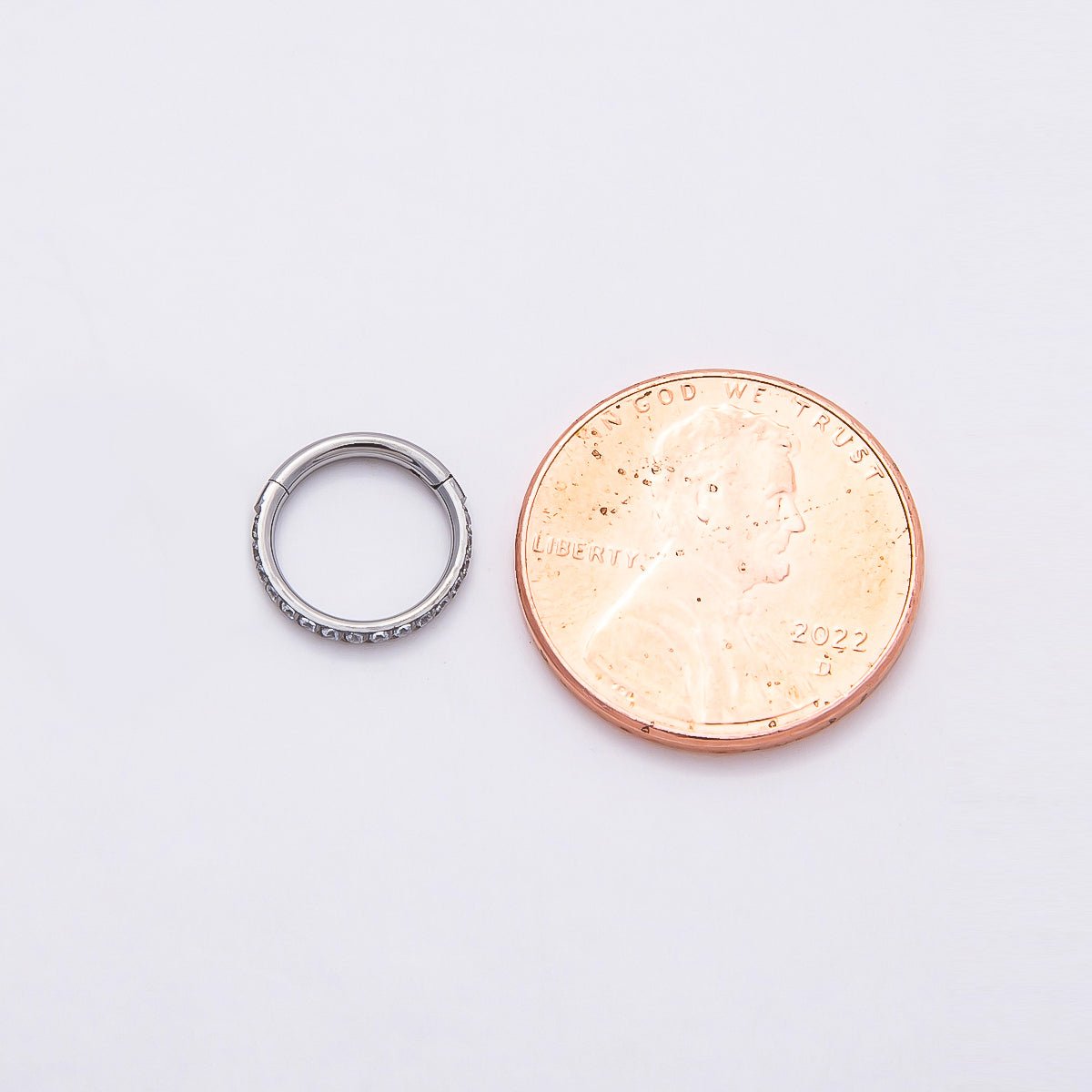 Titanium 10mm Micro Paved CZ Single Septum Cartilage Piercing Clicker | BJ-00029