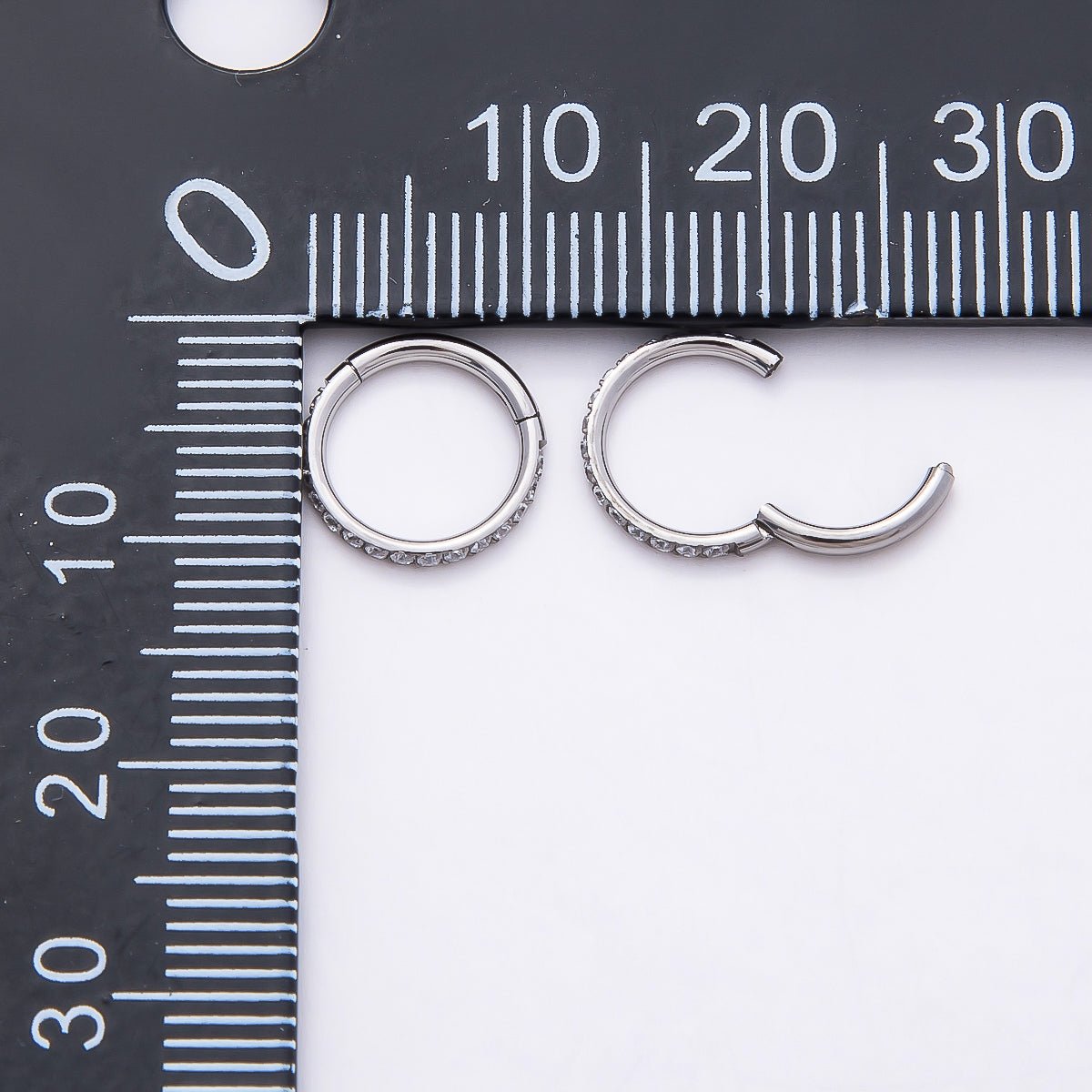 Titanium 10mm Micro Paved CZ Single Septum Cartilage Piercing Clicker | BJ-00029