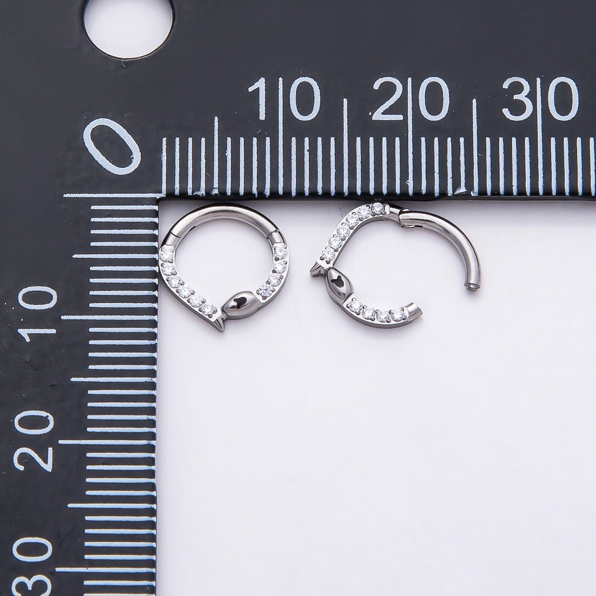 Titanium 10mm Micro Paved CZ Snake Single Septum Cartilage Piercing Clicker in Gold & Silver | BJ-00013 BJ-00014