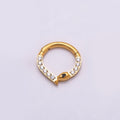Titanium 10mm Micro Paved CZ Snake Single Septum Cartilage Piercing Clicker in Gold & Silver | BJ-00013 BJ-00014