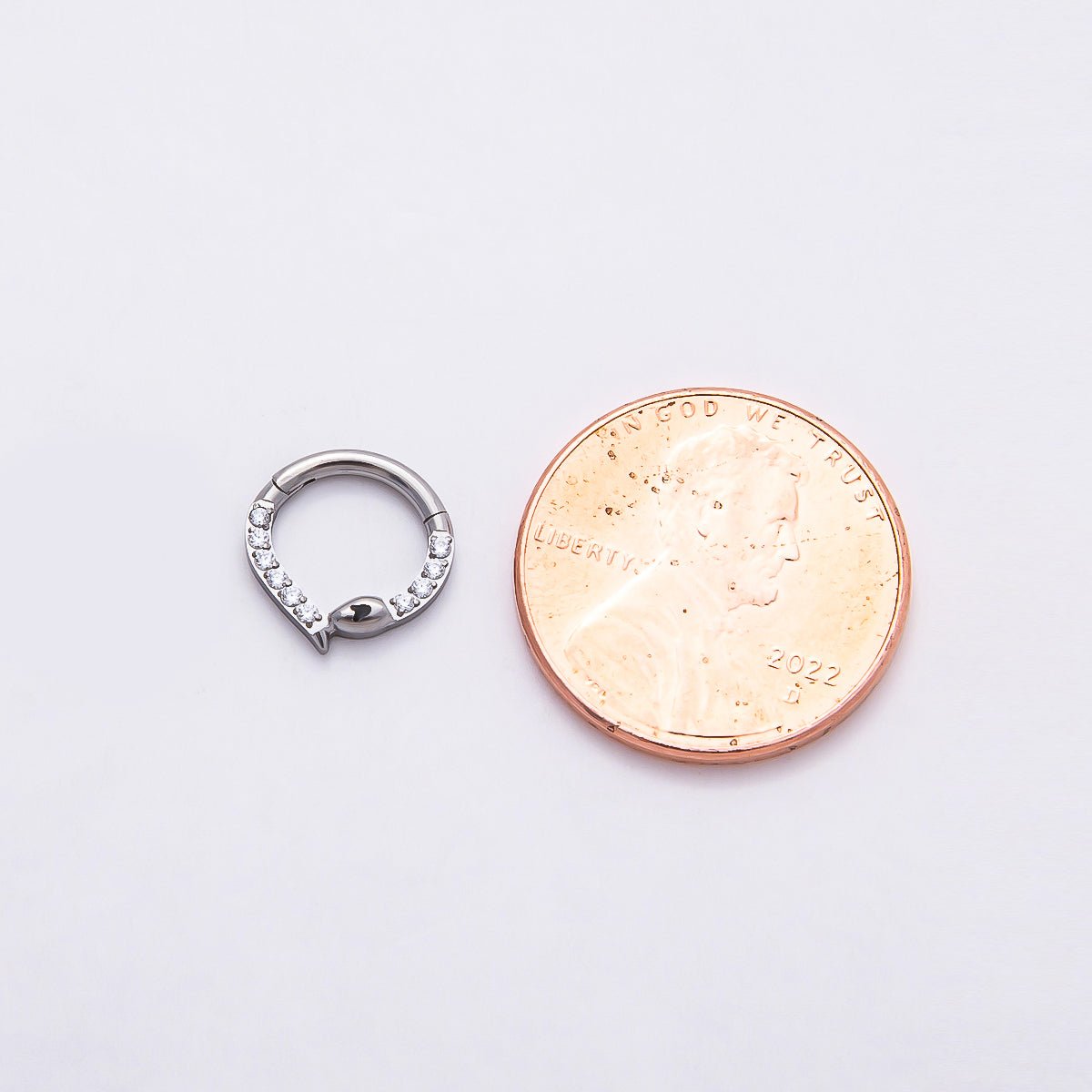 Titanium 10mm Micro Paved CZ Snake Single Septum Cartilage Piercing Clicker in Gold & Silver | BJ-00013 BJ-00014