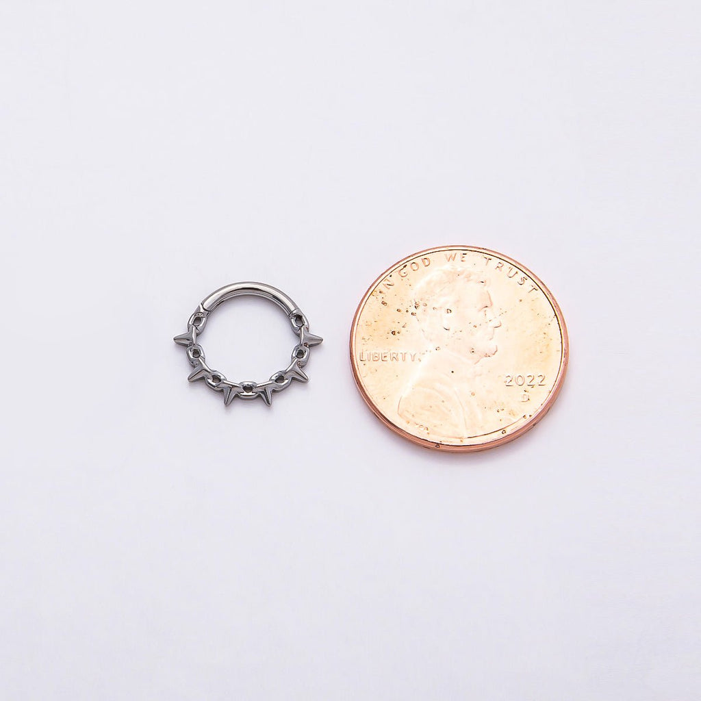 Titanium 11.5mm Spiked Cable Single Septum Cartilage Piercing Clicker in Gold & Silver | BJ-00017 BJ-00018
