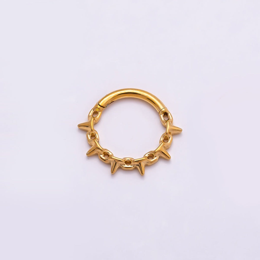 Titanium 11.5mm Spiked Cable Single Septum Cartilage Piercing Clicker in Gold & Silver | BJ-00017 BJ-00018