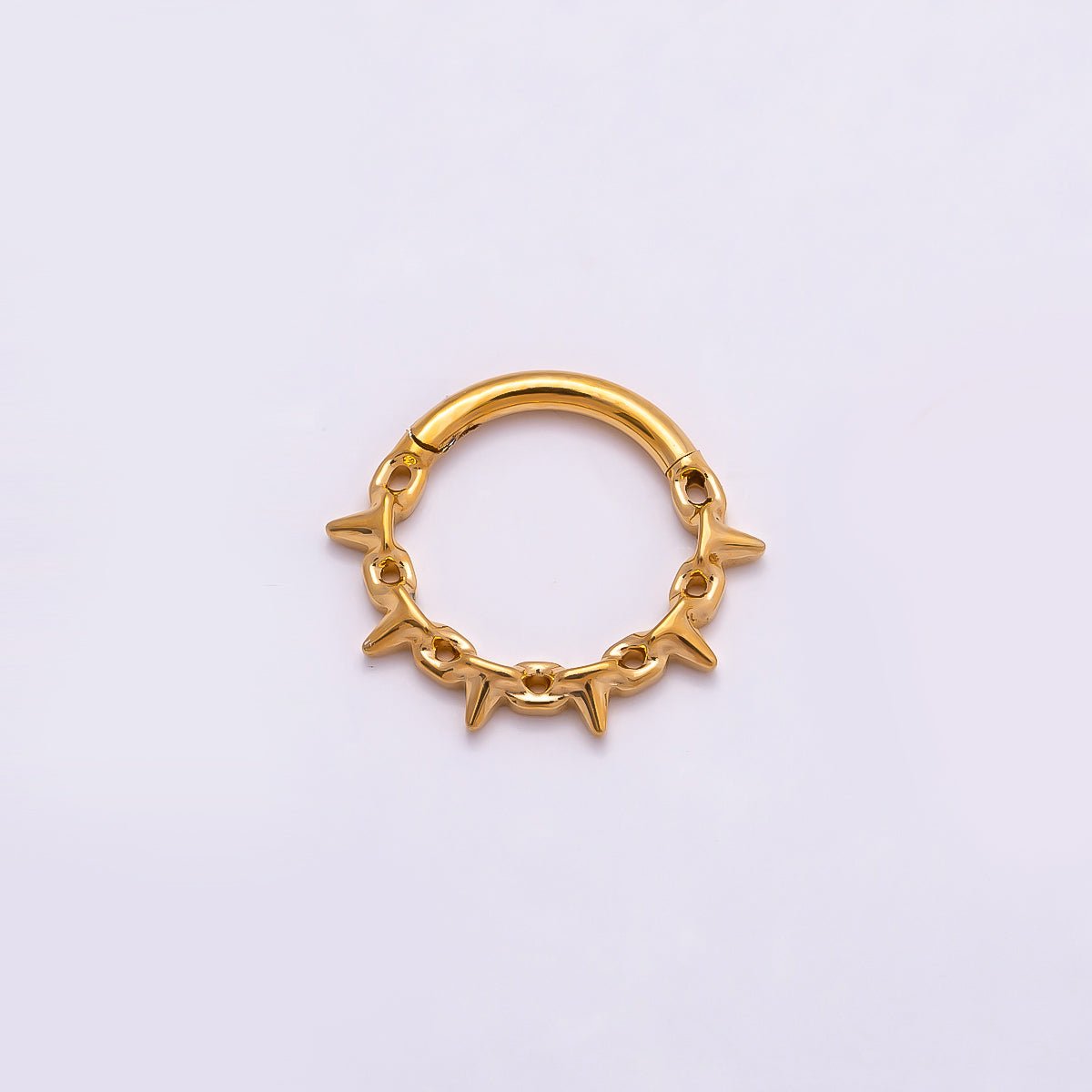 Titanium 11.5mm Spiked Cable Single Septum Cartilage Piercing Clicker in Gold & Silver | BJ-00017 BJ-00018