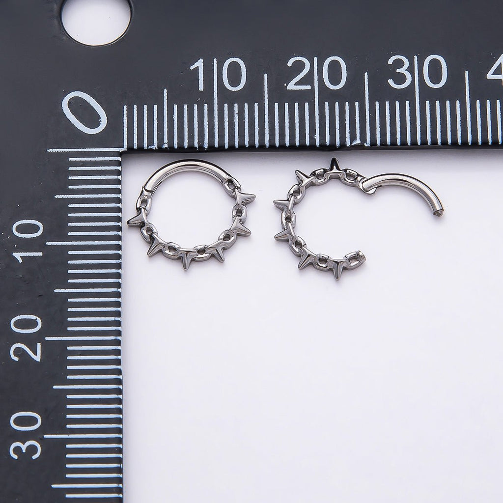 Titanium 11.5mm Spiked Cable Single Septum Cartilage Piercing Clicker in Gold & Silver | BJ-00017 BJ-00018