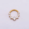 Titanium 11mm Clear Square CZ Cluster Gradient Single Septum Cartilage Piercing Clicker in Gold & Silver | BJ-00033 BJ-00034