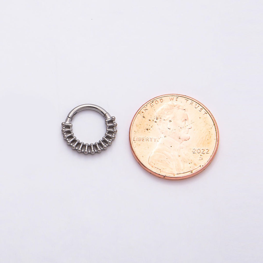 Titanium 11mm Geometric Molten Ball Bar Single Septum Cartilage Piercing Clicker in Gold & Silver | BJ-00035 BJ-00036