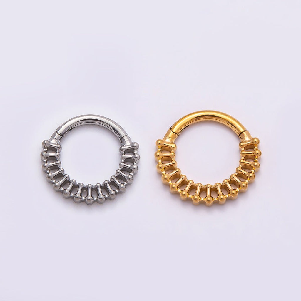 Titanium 11mm Geometric Molten Ball Bar Single Septum Cartilage Piercing Clicker in Gold & Silver | BJ-00035 BJ-00036