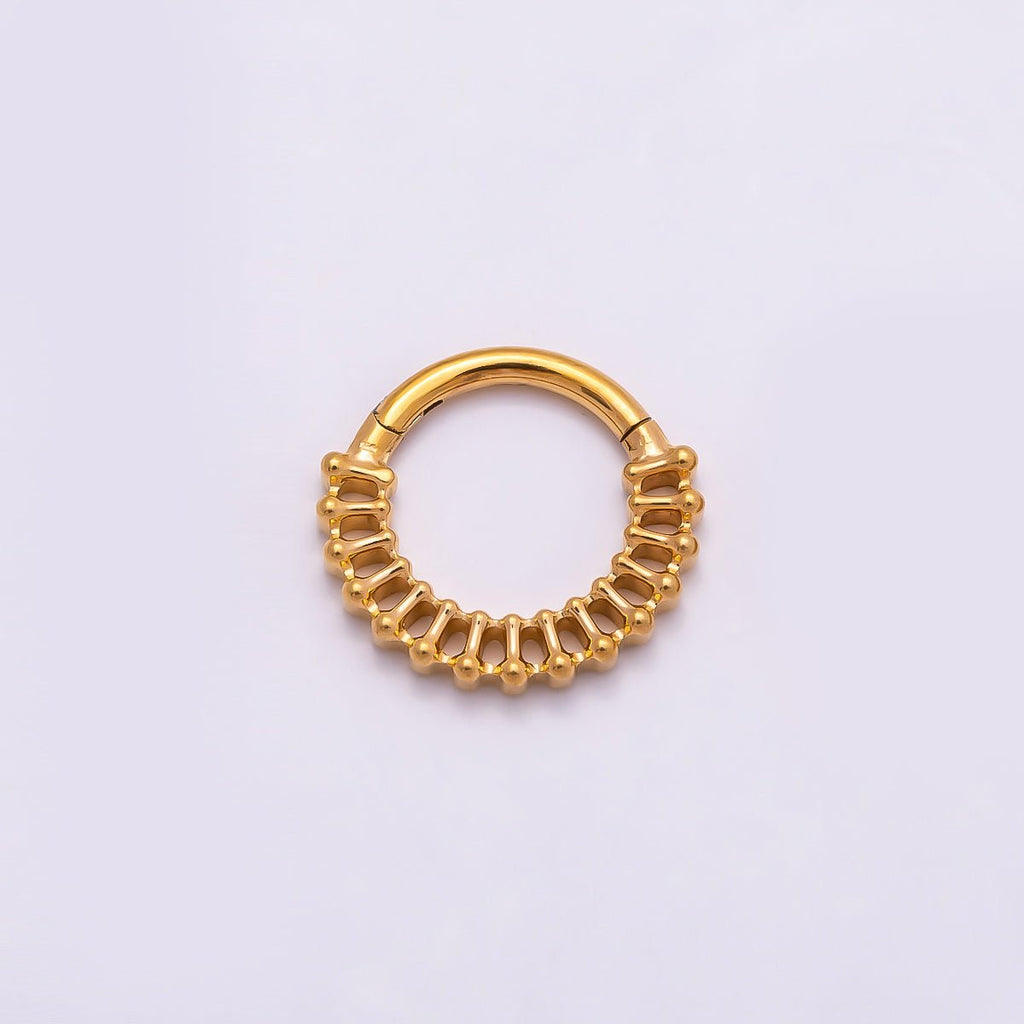 Titanium 11mm Geometric Molten Ball Bar Single Septum Cartilage Piercing Clicker in Gold & Silver | BJ-00035 BJ-00036