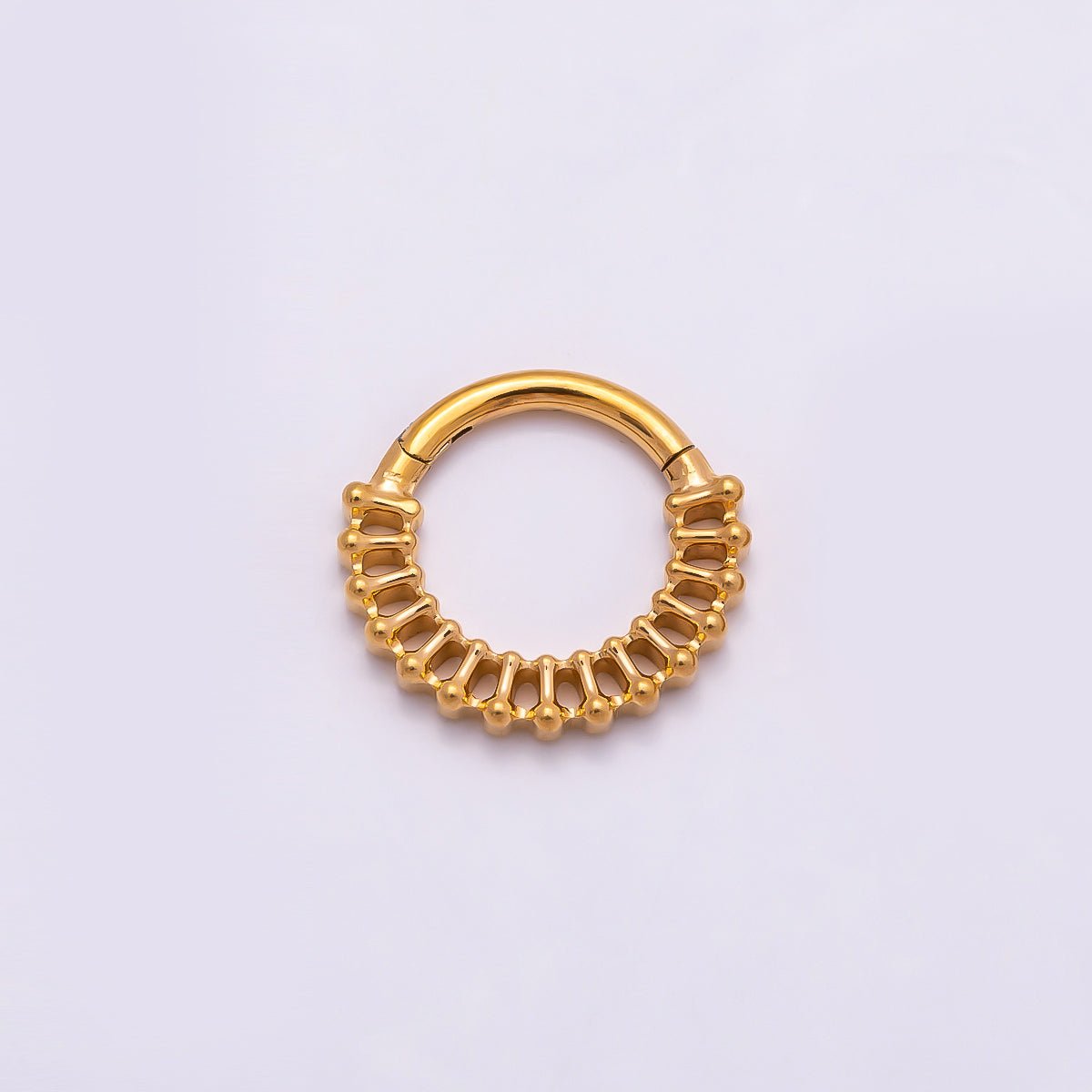 Titanium 11mm Geometric Molten Ball Bar Single Septum Cartilage Piercing Clicker in Gold & Silver | BJ-00035 BJ-00036
