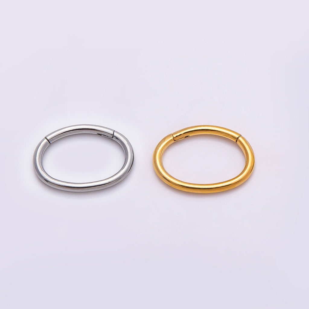Titanium 13mm Minimalist Oval Single Septum Cartilage Piercing Clicker in Gold & Silver | BJ-00001 BJ-00002