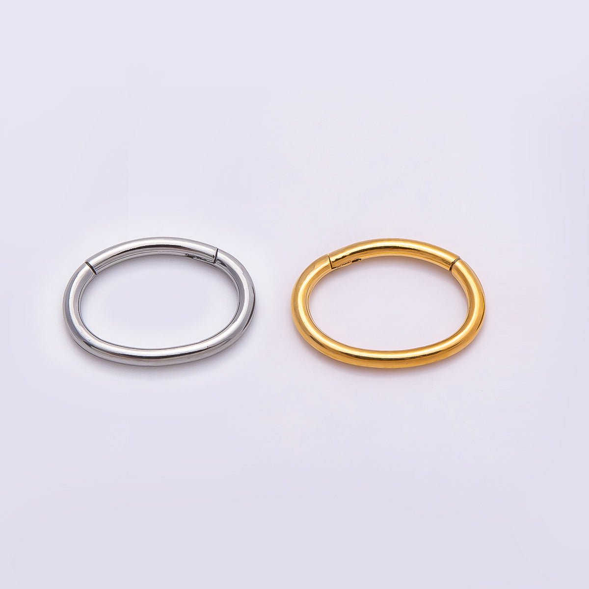 Titanium 13mm Minimalist Oval Single Septum Cartilage Piercing Clicker in Gold & Silver | BJ-00001 BJ-00002