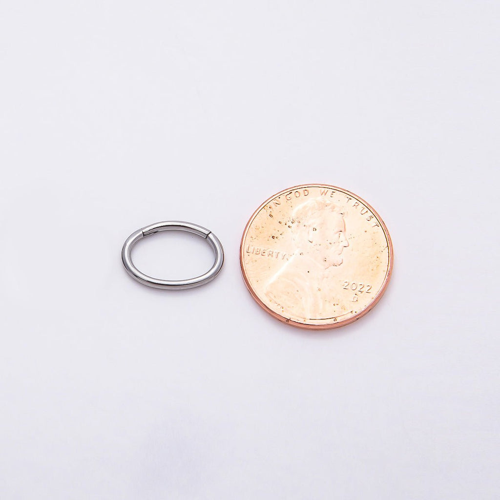 Titanium 13mm Minimalist Oval Single Septum Cartilage Piercing Clicker in Gold & Silver | BJ-00001 BJ-00002