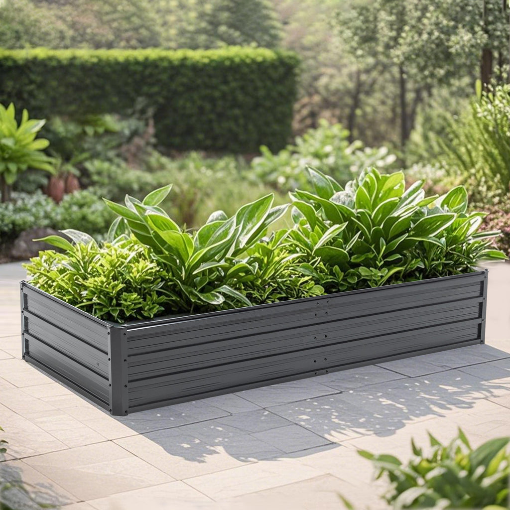 6x3x1 FT Metal Raised Garden Bed with Galvanized Steel - Black