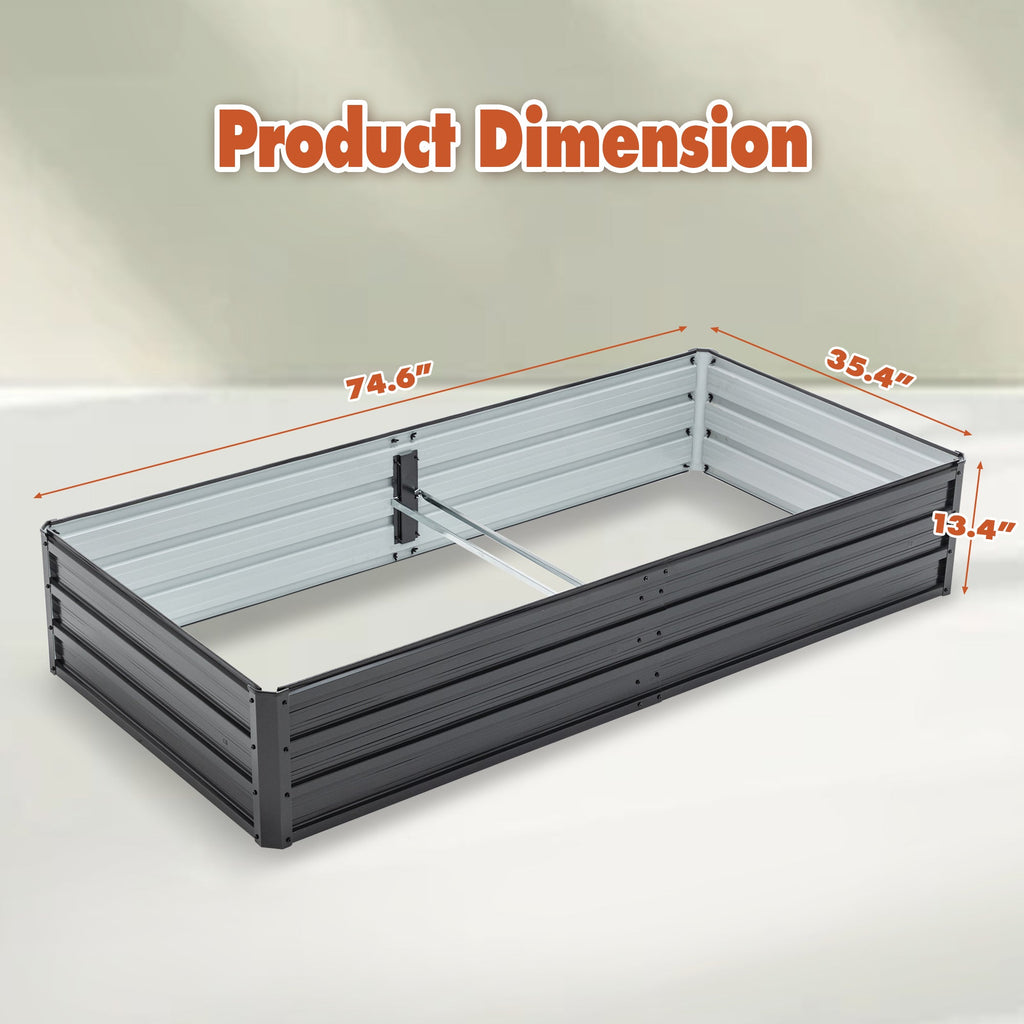 6x3x1 FT Metal Raised Garden Bed with Galvanized Steel - Black
